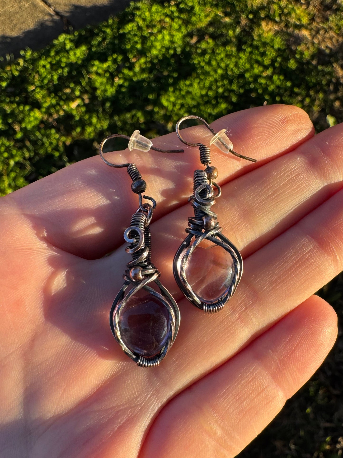 Amethyst Heart Earrings