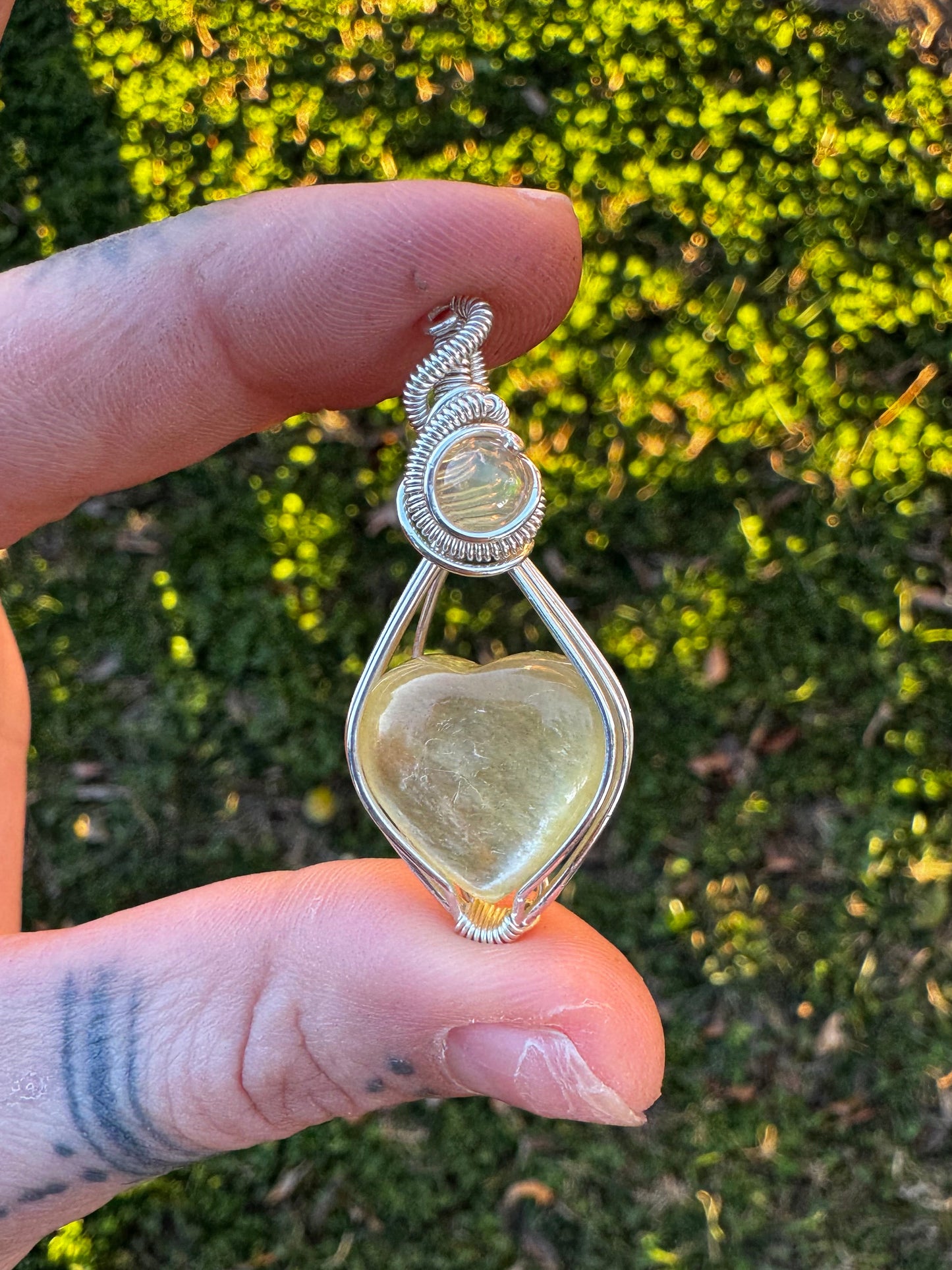 Golden Lepidolite & Ethiopian Opal Heart