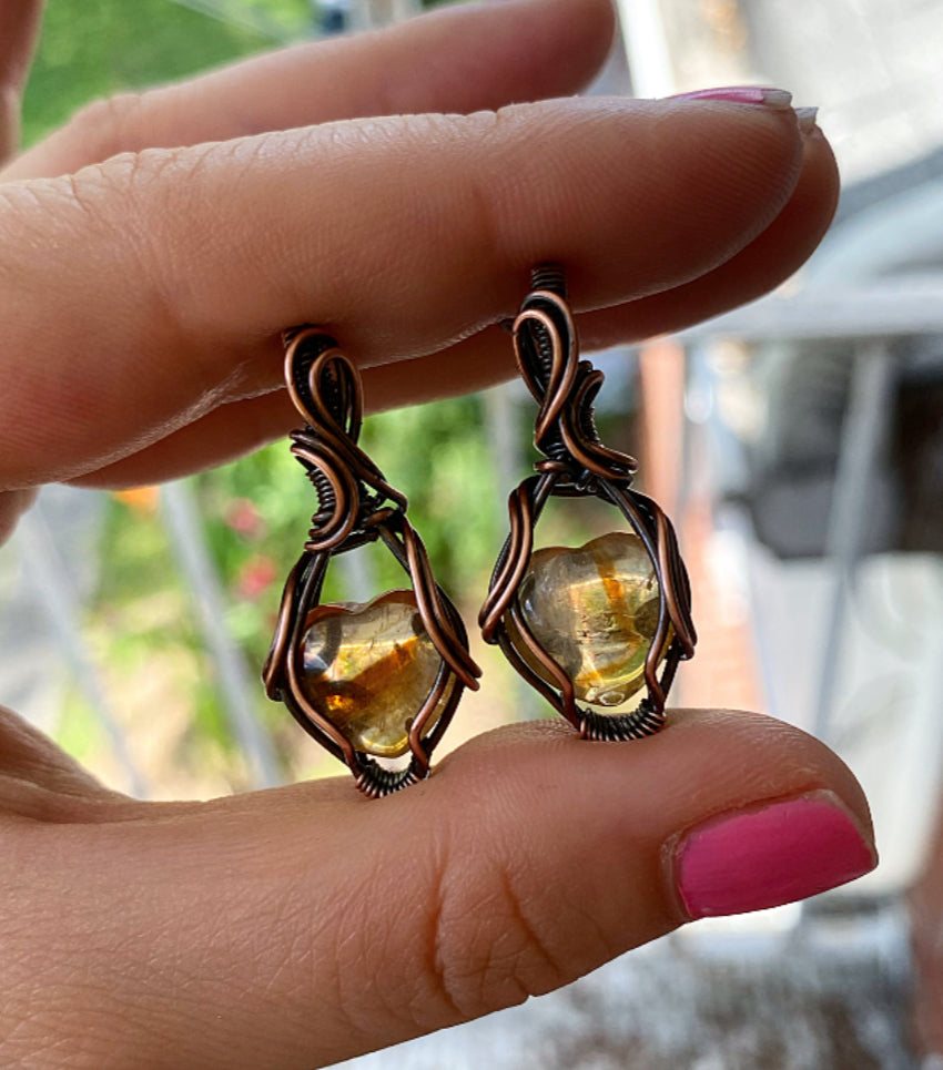 Citrine Heart Earrings