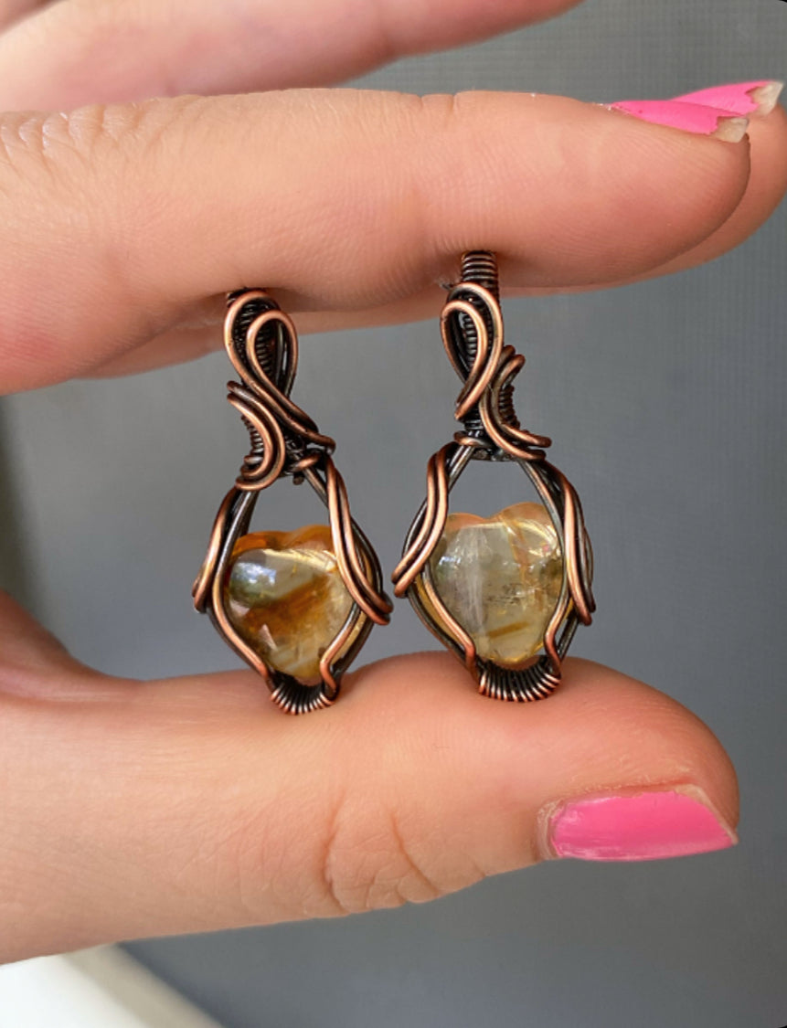Citrine Heart Earrings