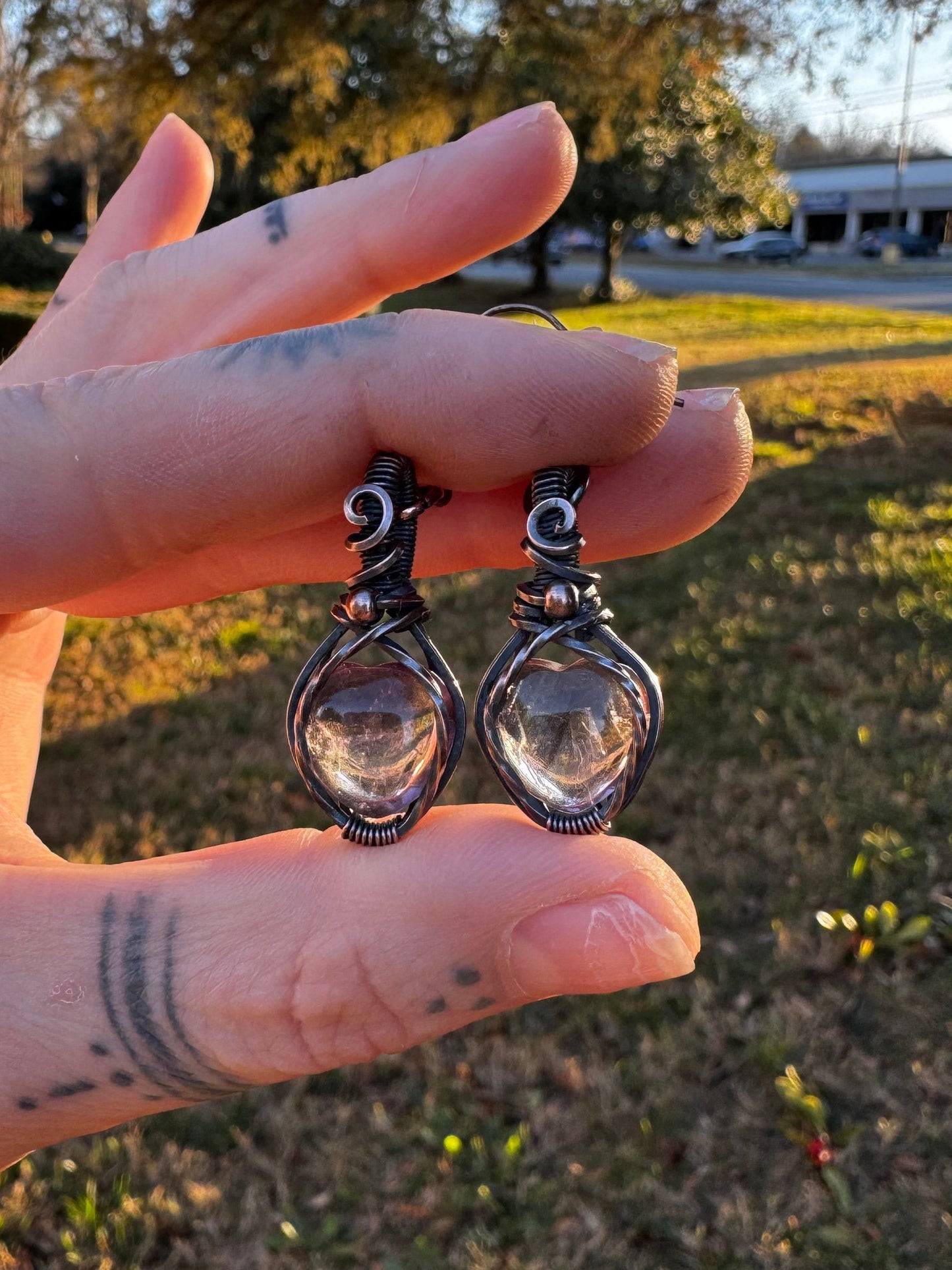 Amethyst Heart Earrings