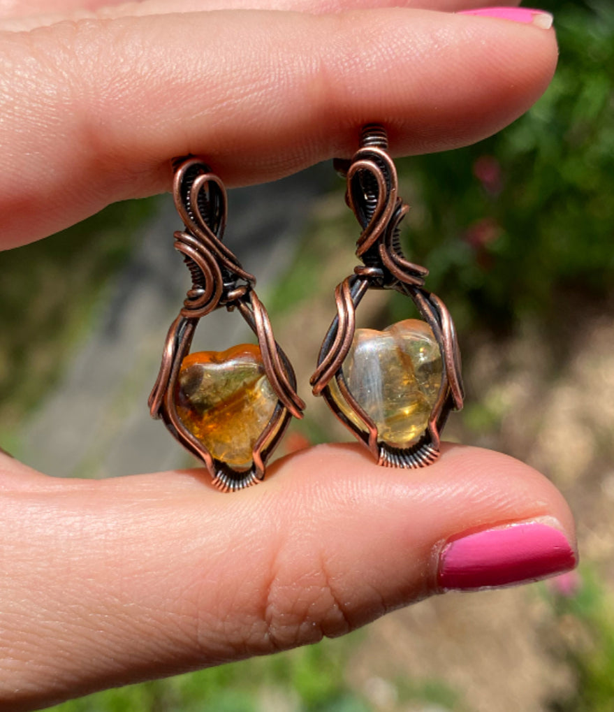 Citrine Heart Earrings