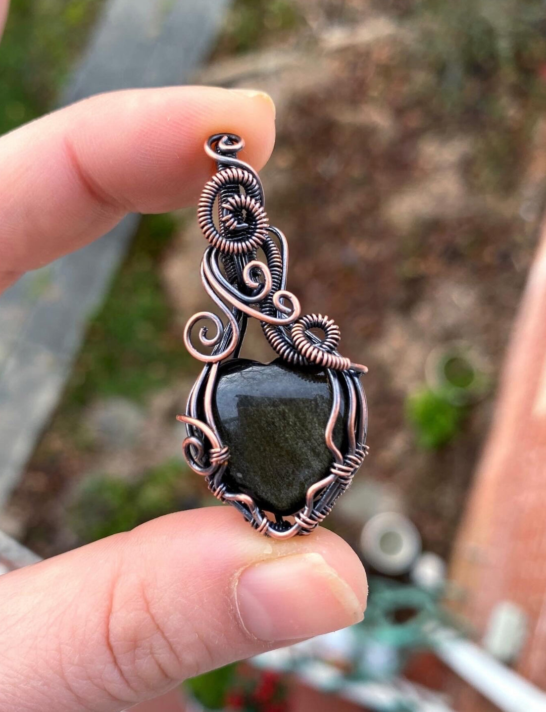 Gold Sheen Obsidian Heart