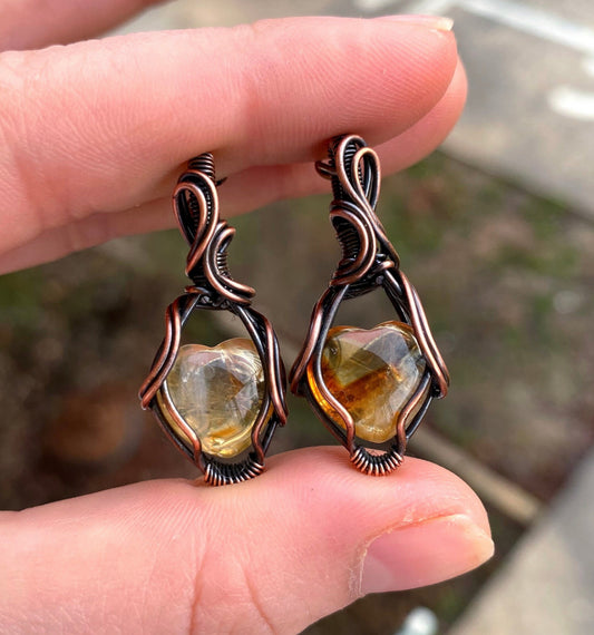 Citrine Heart Earrings