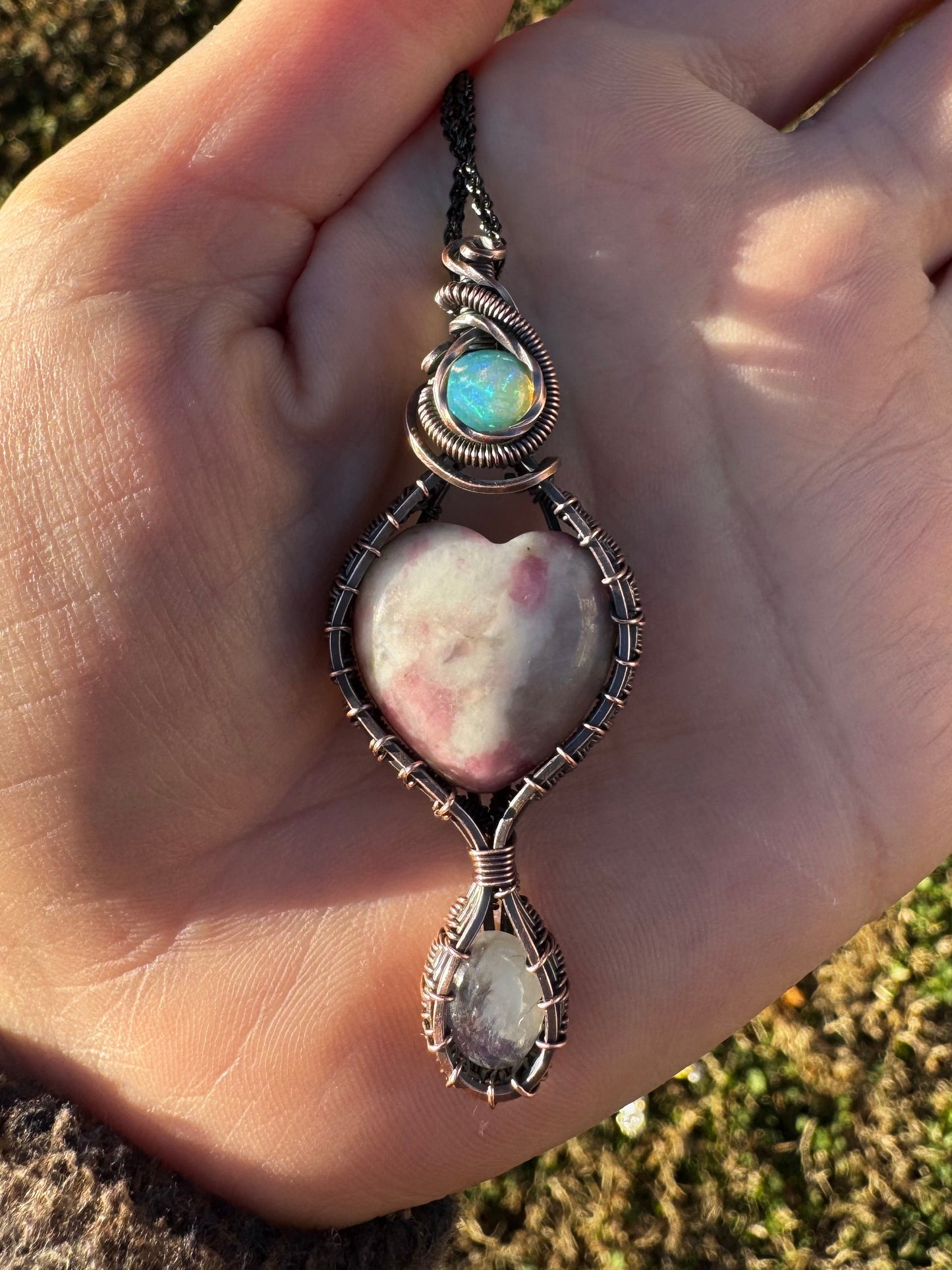 Pink Tourmaline, Moonstone & Ethiopian Opal
