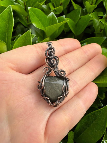 Gold Sheen Obsidian Heart