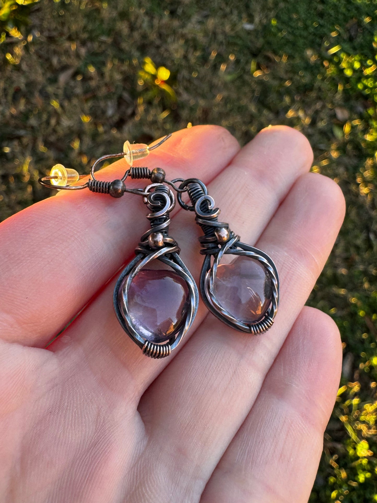 Amethyst Heart Earrings