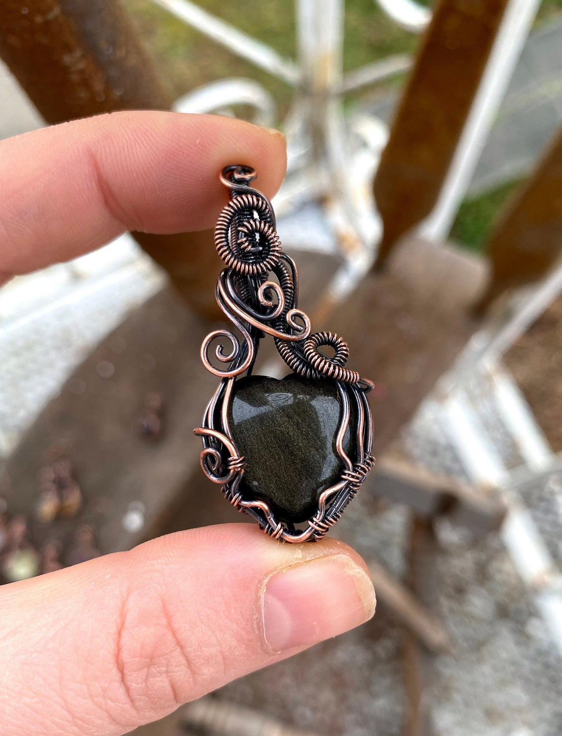 Gold Sheen Obsidian Heart