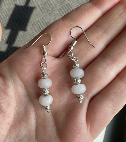 Rose Quartz Beaded Earrings